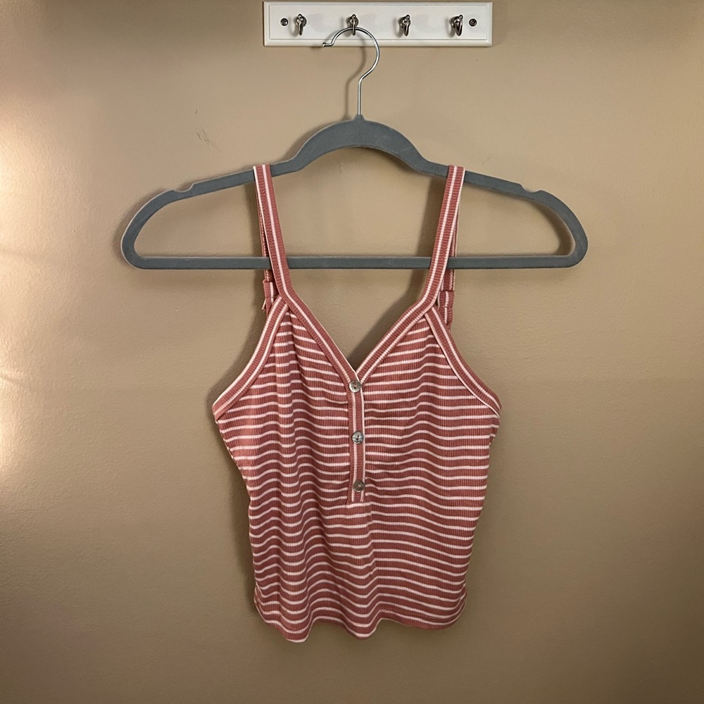 Pink striped cropped tank top size M